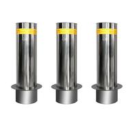 Safety Bollard Post Stainless Steel, In Ground Metal Bollard Set - Parking & Driveway Barrier for Traffic-Sensitive Areas & Security Control(Yellow-3pcs)