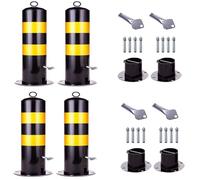 Safety Bollard Post with Detachable Base, Parking Barrier Bollard Post with Reflective Tape, Construction Safety Bollard 1 2 4 6 8 10 Pack(H21.6in 4pc)