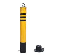 Safety Bollard Post with Reflective Strip & Hanging Ring - Yellow Powder Coated, Removable Parking Barrier, Flexible Traffic Control for Parking Lot(24in)