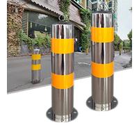 Safety Bollard, Security Posts for Driveways,Stainless Steel Security Posts for Driveways Reflective Tape Security Posts for Driveways,Bollard Wide Parking Barrier(2x)