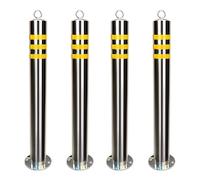 Safety Bollard Stainless Steel, Parking Pole has a Hanging Ring, Barrier Bollard Features Reflective, for Driveways and Traffic Control,80CM 4pcs