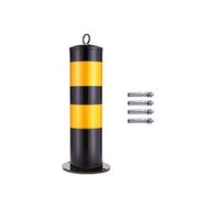 Safety Bollard Traffic Delineator Post, 4.5 Inch Diameter Steel Parking Bollard With Yellow Reflective Strips, For Traffic Control, Driveway Barrier(Height 65cm/25.6in)