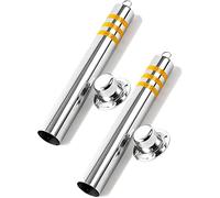 Safety Bollard Traffic neator Post, 2 Pack Heavy Duty Stainless Steel Driveway Ber with Reflective Strips Safety Ber for Commercial or Private Use(800x76mm/31.5x3in) (650x76mm/25.5x3in)