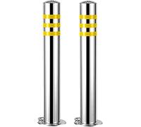 Safety Bollard Traffic neator Post, 2pcs Parking Posts Lockable Strong Stainless Steel for Commercial or Private Use Parking Cones with Reflective Strips(750mmx89mm) (600mmx89mm)