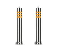 Safety Bollard with Top Ring, Stainless Steel Parking Barrier, Traffic Post with Reflective Strips, Sliding, Detachable Base, for Traffic Sensitive Areas(Silver-2pc,7.6 * 75cm/3 * 29.5in)