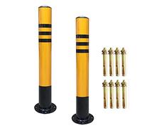 Safety Bollard, Yellow Fixed Parking Bollard 2PCS,Driveway Security Barrier Post Reflective Tape,Easy Installation(76×500mm)