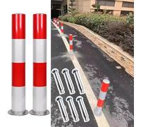 Safety Bollards Parking Bollards Steel Traffic Barrier,Traffic Delineator Post Channelizer Cone Safety Bollards Post With Anchor Bolts,Driveway Security Parking Barr-2 Pcs-8.9x60cm/3.5x23.6inch