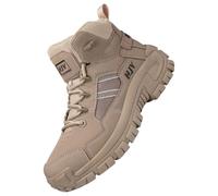 Safety Boots Mens, Outdoor Non-Slip Sport Shoes Lightweight Water Resistant Hiking Shoe Breathable Lace Tup Leisure Boot Winter Warm Steel Cap Safety Footwear Fashion High Top Walking Shoe Khaki