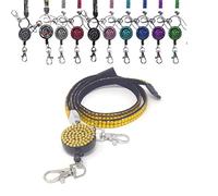 Safety Breakaway Neck Strap Lanyard for Card Holder (Gold) Comes with a Matching Sparkley Diamante Retractable Reel with a Silver Jump Ring Lobster Clasp. for NHS Office Students