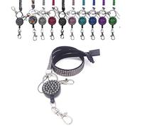 Safety Breakaway Neck Strap Lanyard for Card Holder (Grey) Comes with a Matching Rhinestone Sparkley Diamante Retractable Reel with a Silver Jump Ring Lobster Clasp. for NHS Office Stude