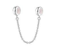 Safety Chain Charm 925 Sterling Silver Clip Charm Stopper Charm Spacer for Pandora Charm Bracelet (Silver)