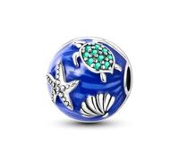 Safety Chain Jesus Sun Safety Chain Dog Cat Charm Bead Pendant 925 Sterling Silver Compatible With Pandora Charm Moments Bracelet (Sea Ocean Turtle Clam Sea Shell Star Fish)