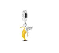 Safety Chain Jesus Sun Safety Chain Dog Cat Charm Bead Pendant 925 Sterling Silver Compatible With Pandora Charm Moments Bracelet (Banana Crystal Fruit Lover Monkey)