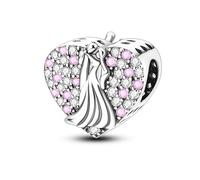 Safety Chain Lucky Family Tree Moon Star Birthday Mum Cat Charm Bead Pendant 925 Sterling Silver Compatible With Pandora Charm Moments Bracelet (Wedding Engagement First Dance Heart)