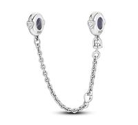 Safety Chain Stopper Dog Paw Mother Daughter Travel Sun Star Moon Charm Bead Pendant 925 Sterling Silver Compatible With Pandora Moments & European Bracelet (Love Heart)