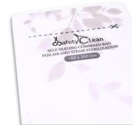 Safety Clean, 100 Pcs Transparent Combination Sterilization Bags - For Autoclave and Dry Oven - Self Adhesive Bags for Manicure and Pedicure Tools (Beige, 100x200)