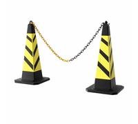 Safety Cones, 2 Pack Traffic Cones with Reflective Strips & 3M Rubber Chain, Reflective Driveway Stop Barrier Traffic Cone, Eva Plastic Safety Bollards for Parking Lot/Road/Hazard Warning
