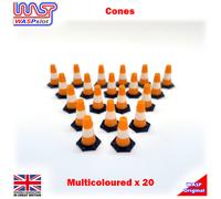 Safety Cones Multi Coloured 15 mm 20 Pack Track Side Scenery 1:32 Wasp