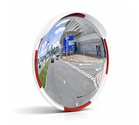 Safety Convex Mirror 80CM | Round Wide-Angle Acrylic Security Mirror | PPC Frame Convex Mirror with Wall & Pole Mount for Parking, Driveways, Warehouses & Intersections