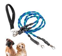 Safety Cord - Elastic Double Leads, Comfort Grip Tether, Unique Tension Stretch Design, Secures Energetic Animals During Exercise, Canine Activity Category, Blue Line For Park Beach