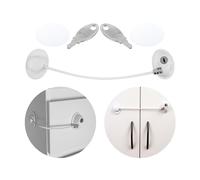 Safety Door Locks with 2 Keys for Cupboard, Cabinets, Fridge & Freezers, Child Security Locks, Childproof Your House, with Adhesive, Residue-Free, White