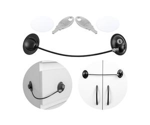Safety Door Locks with 2 Keys for Cupboard, Cabinets, Fridge & Freezers, Child Security Locks, Childproof Your House, with Adhesive, Residue-Free, Black