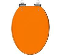 Safety Elongated Toilet Seat Orange Solid & Plain Color Resin Quiet Close Quick Release Hinges with Cover & Bumpers Decorative Easy to Install & Clean