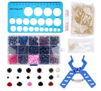 Safety Eye Tool for Amigurumi Crochet with 752pcs Safety Eyes and Noses - Multi-Size Toy Making Kit, Doll Eye Fastener Assistant (Pink)