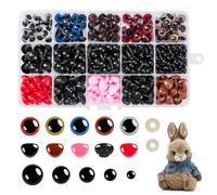 Safety Eyes and Noses, 752 Pcs Colourful Plastic Eyes and Noses with Washer, Craft Doll Eyes, Premium Safety Eyes and Noses for Soft Toy Making Knitted Plush, Amigurumi, Doll, Puppet DIY Crafts