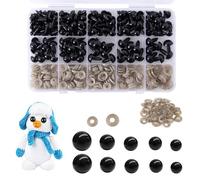 Safety Eyes for Crochet Toys: 100Pcs Assorted Plastic Crochet Safety Eyes with Washers | 6-12mm Black Crochet Eyes for Teddy Bears/Puppets/DIY Dolls