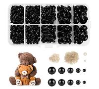 Safety Eyes for Crochet Toys, 300Pcs Assorted Size 5-12mm Safety Eyes with Washer Black Plastic Doll Eyes Toy Crochet Eyes for Amigurumi Teddy Bear Eyes Doll Making Craft with Box (5/6/8/10/12 mm)