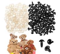 Safety Eyes for Crochet Toys 9mm, Safety Eyes with Washer 9mm Black Plastic Toy Eyes Craft Eyes Craft Black Eyes Doll Eyes for Soft Toy Making Craft Plastic Eyes for Craft Animals Puppet DIY, 100Pcs