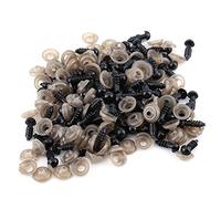 Safety Eyes with Washers, 100Pcs Small Doll Eyes Craft Toy Eyes Black Plastic Safety Eyes for Dolls Plush Animals Knitted Toys Making (8mm)