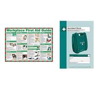 Safety First Aid Group First Aid at Work Guide Poster - Laminated (59 x 42 cm) with Accident Book Station & Free Accident Book (A4), Bundle