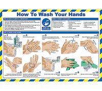 Safety First Aid Group Laminated How to Wash Your Hands Poster A2