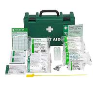 Safety First Aid Group Workplace First Aid Kit (Small 1-10 Persons) Economy HSE-Compliant with Inspection Tags, Wall Bracket, Extra Plasters