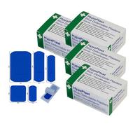 Safety First Aid X4 Blue Catering Waterproof Plasters Assorted Box Of 100 Metal Detectable 5 Size