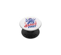 Safety First Cat on Bicycle Fun Summer Bike Funny Graphic PopSockets Adhesive PopGrip