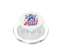 Safety First Cat on Bicycle Fun Summer Bike Funny Graphic PopSockets PopGrip for MagSafe