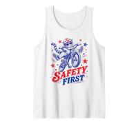 Safety First Cat on Bicycle Fun Summer Bike Funny Graphic Tank Top