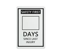 Safety First Days Since Last Injury Safe Sign, Signs for Outdoors, 12x8 inch, Sign for Home, Business, Driveway