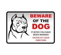 Safety First Display LTD Beware of the dog it bites you have been warned dog sign - 1.2mm Rigid plastic for indoor/outdoor usage (600mm x 400mm) Viewing Distance within 20m.