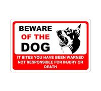 Safety First Display LTD Beware of the dog it bites you have been warned dog sign - 1.2mm Rigid plastic for indoor/outdoor usage (200mm x 150mm) Viewing Distance within 5m.