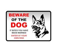 Safety First Display LTD Beware of the dog it bites you have been warned dog sign - High tack self-adhesive sticker (200mm x 150mm) Viewing Distance within 5m.