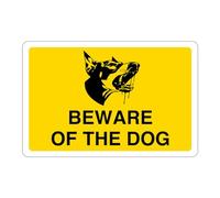Safety First Display LTD Beware of the dog sign - 1.2mm Rigid plastic for indoor/outdoor usage (200mm x 150mm) Viewing Distance within 5m.