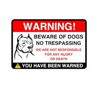 Safety First Display LTD Beware of the dogs no trespassing! we are not responsible for any injury dog sign - High tack self-adhesive sticker (200mm x 150mm) Viewing Distance within 5m.