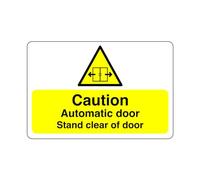 Safety First Display LTD Caution Automatic door stand clear of door sign - High tack self-adhesive sticker (200mm x 150mm) Viewing Distance within 5m.