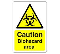 Safety First Display LTD Caution Biohazard area sign - High tack self-adhesive sticker (200mm x 150mm) Viewing Distance within 5m.