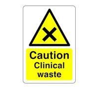 Safety First Display LTD Caution clinical waste sign - High tack self-adhesive sticker (150mm x 100mm) Viewing Distance within 3m.