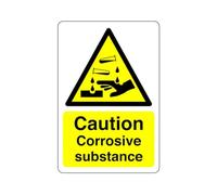 Safety First Display LTD Caution corrosive substance sign - High tack self-adhesive sticker (200mm x 150mm) Viewing Distance within 5m.
